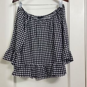 Sanctuary black/white checkered off the shoulder top